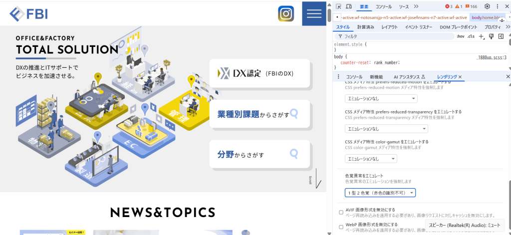Google Chrome 1型2色覚