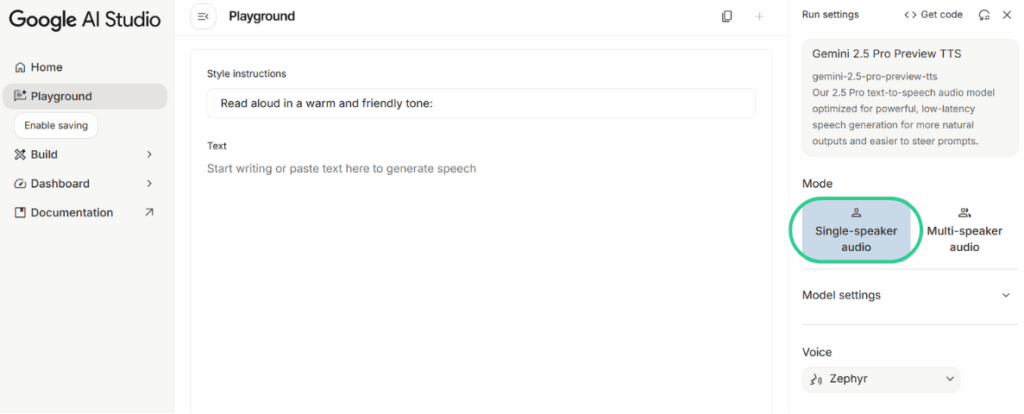 Single-speaker audio